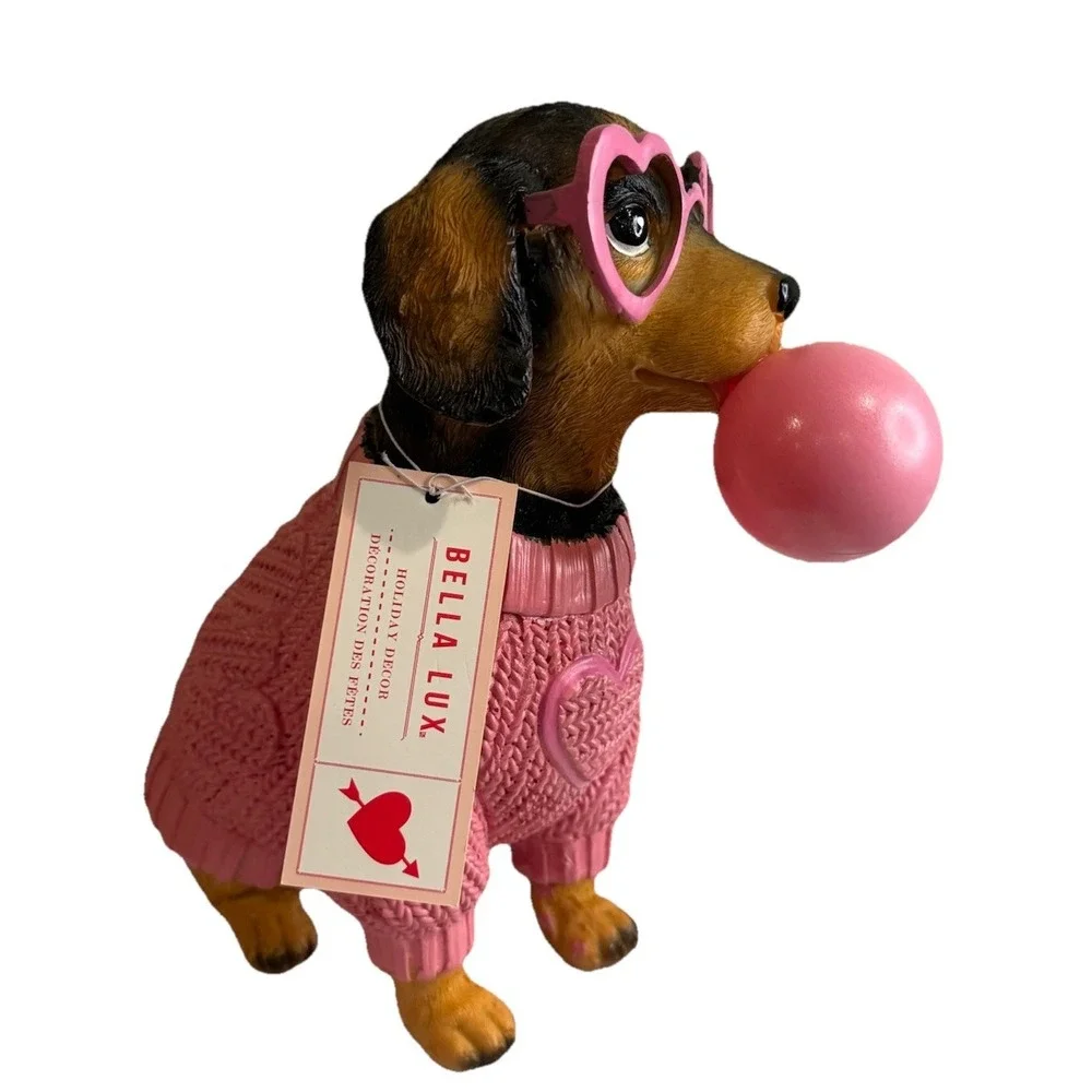 Valentine's Bubble Dachshund Weiner Dog Hearts Figure Viral Bella Lux‎ NWT